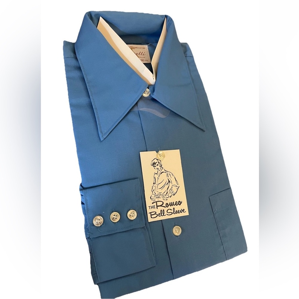 🆕Ginelli Italy men’s Medium 15-15.5 Vintage 1960s Deadstock blue Romeo bell slv - Picture 9 of 13